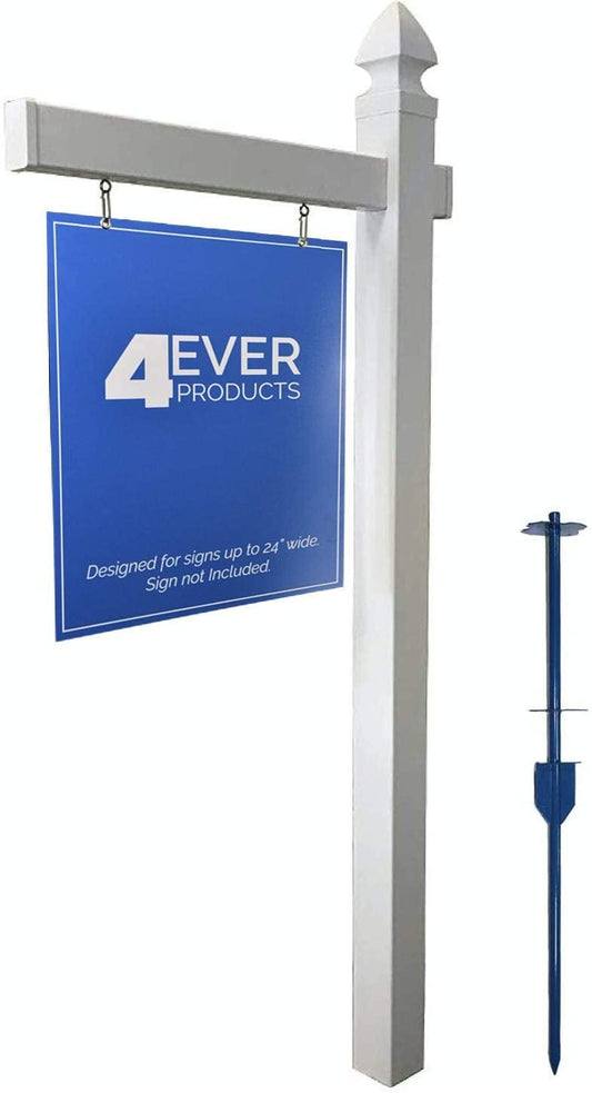 4Ever Products Vinyl PVC Real Estate Sign Post - White - 6' Tall Post (10 Pack – Save $89.91)