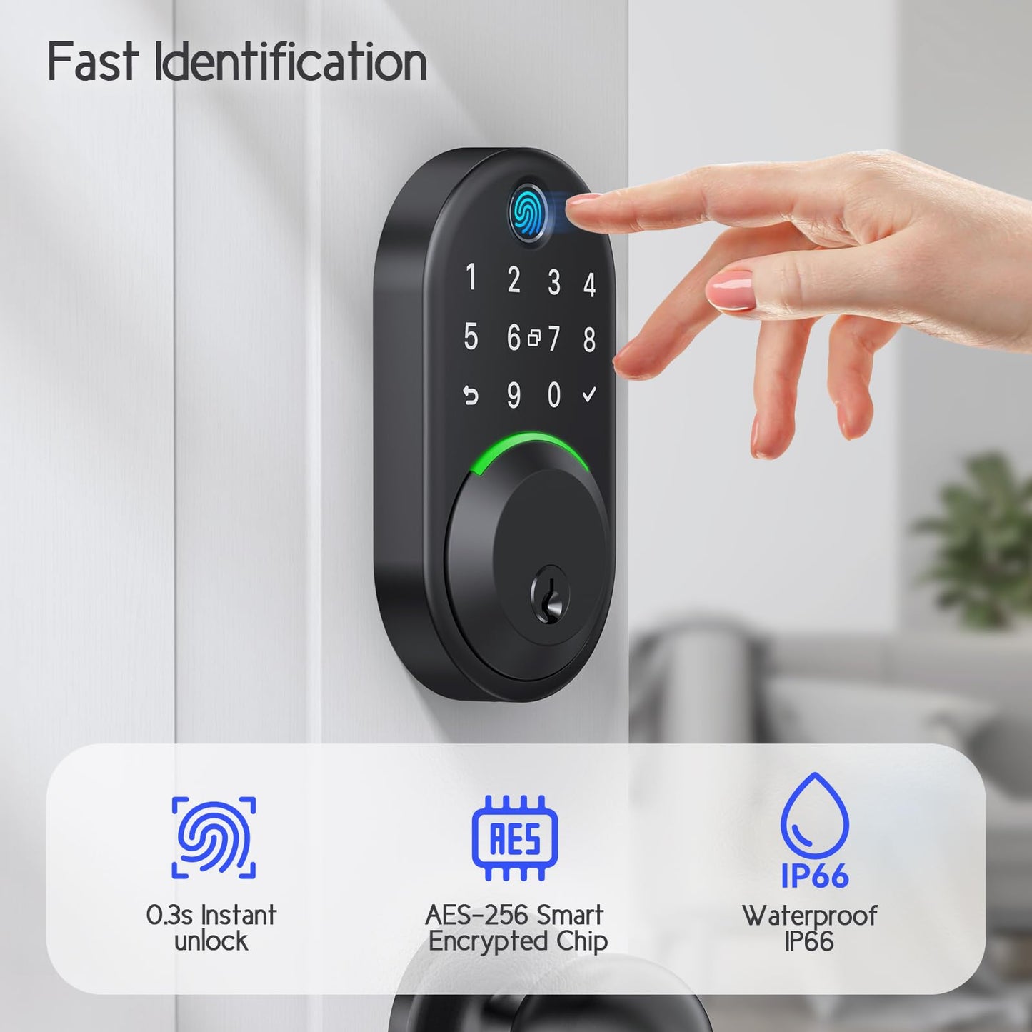 Keypad Smart Lock with Knob Set,Keyless Entry Door Lock Deadbolt with Handle,Front Door Lock Set,Fingerprint Door Lock for Front Door,Electronic Code Deadbolt Set, Auto Lock