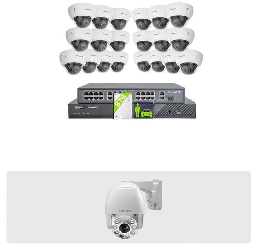 ONWOTE 32 Channel 4K NVR PoE Security Camera System 8TB, (21) Outdoor Wired PoE IP Camera