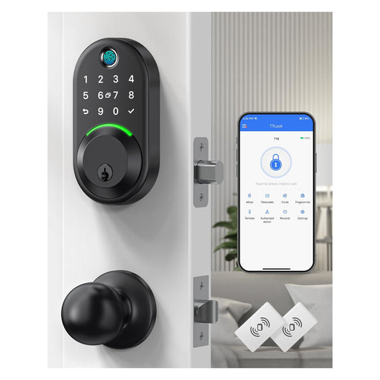 Keypad Smart Lock with Knob Set,Keyless Entry Door Lock Deadbolt with Handle,Front Door Lock Set,Fingerprint Door Lock for Front Door,Electronic Code Deadbolt Set, Auto Lock