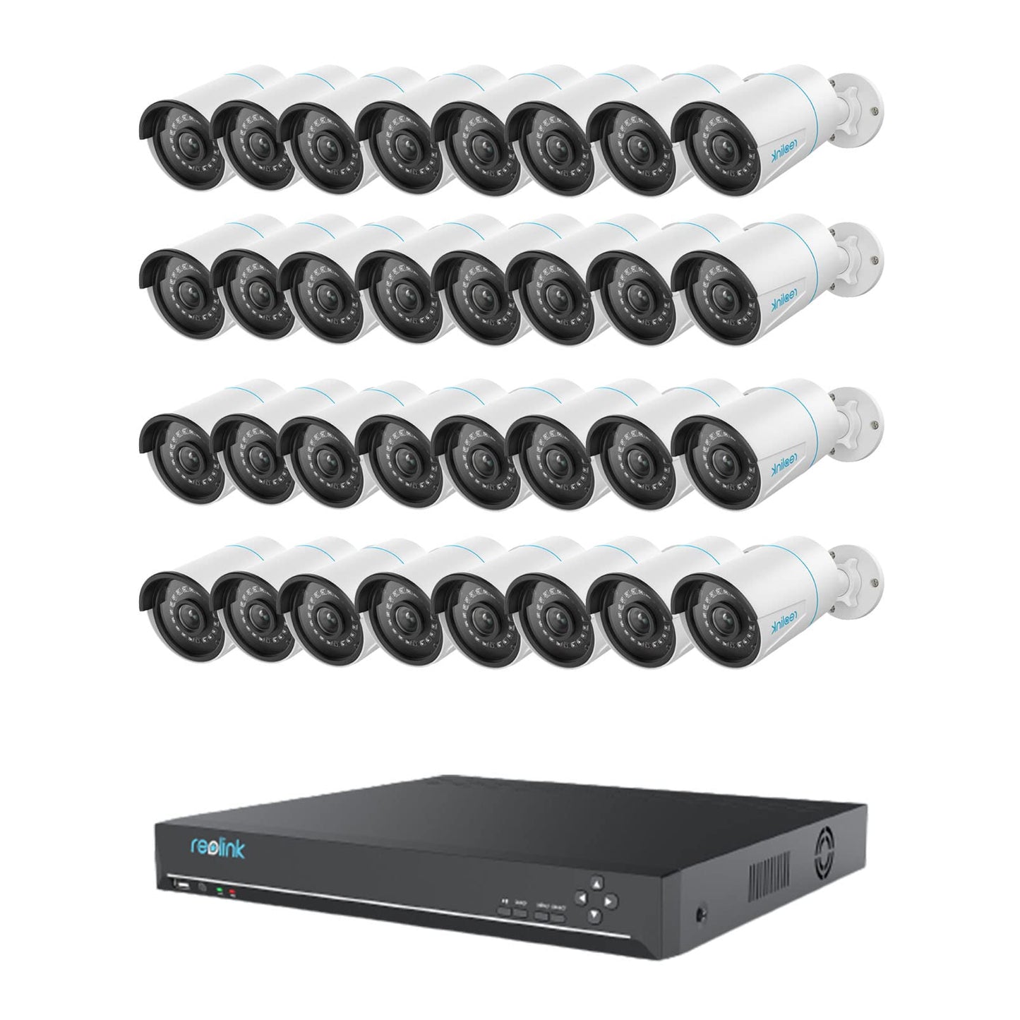 REOLINK Security Camera System with Human/Vehicle/Pet Detection, 1X 36ch Network Video Recorder, 3 HDD Bays, No HDD Included, Bundle 32X RLC-510A 5MP PoE IP Cameras