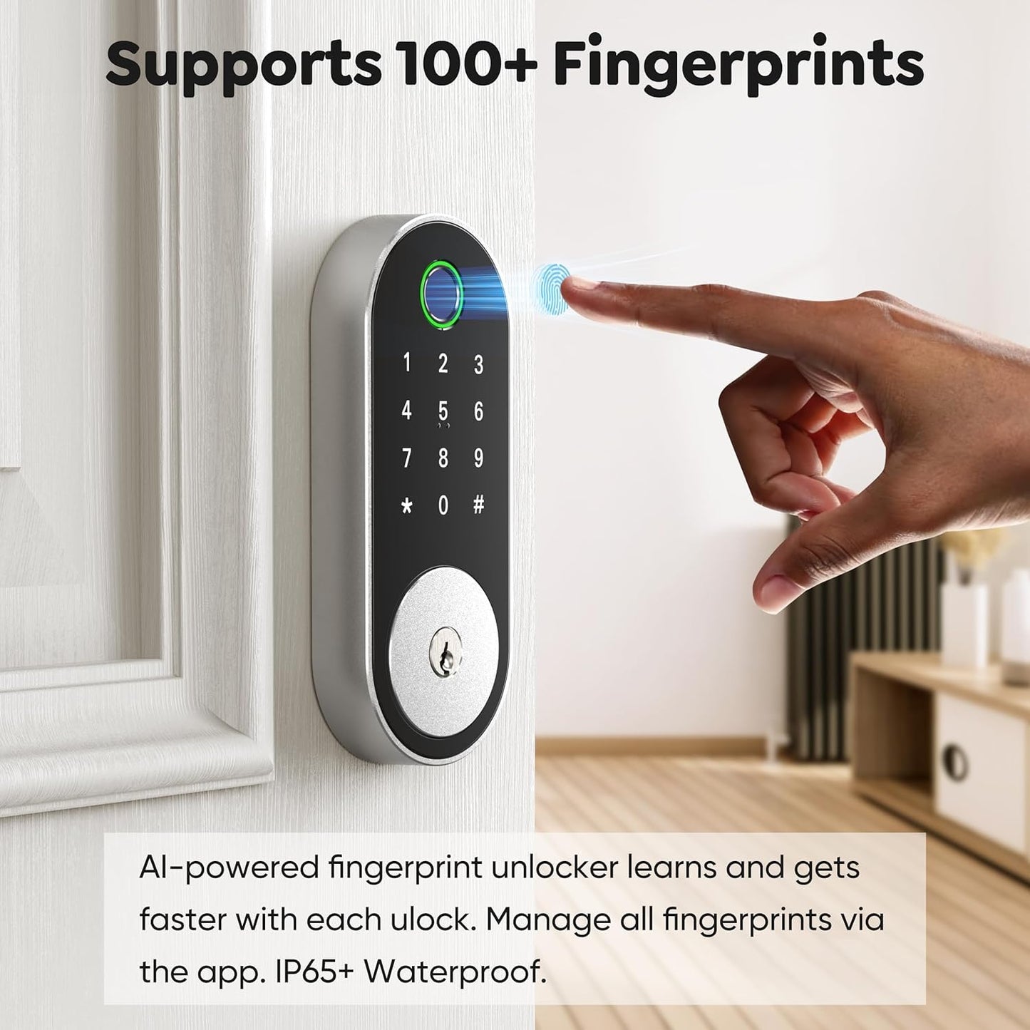 Keyless-Entry Fingerprint Deadbolt Smart Lock: Sifely Smart Lock, Automatic Electronic Keyless Entry Door Lock, Digital Smart Door Lock with Code, Biometric Fingerprint Door Lock with Keypad (Silver)